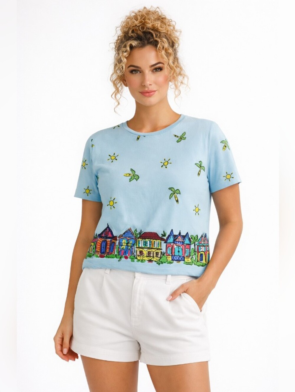Sally Huss Artist Creation Key Life Tee Shirt Mint Green Large